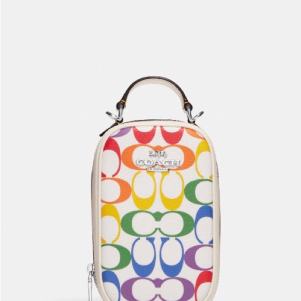 🟣NWT COACH Eva Phone Crossbody In Rainbow Signature Canvas. 2023 Tech Bag! - Picture 12 of 12